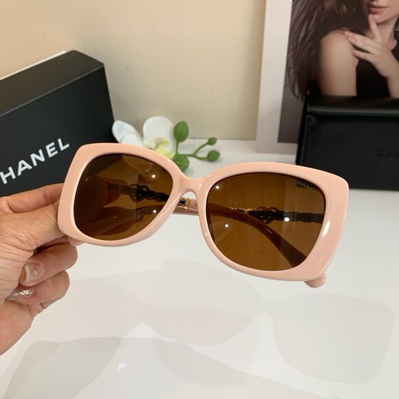 Chanel Light Pink Cat-Eye Sunglasses with Brown Lenses - Picture 6 of 7
